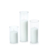 White 5cm Pillar in 5.8cm Glass. Pack of 3 Med Set